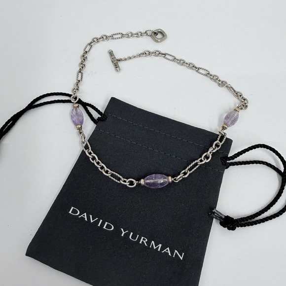 David Yurman Jewelry - David Yurman Sterling 18K Gold Amethyst Bijoux Figaro Necklace 21 Grams 17" Long